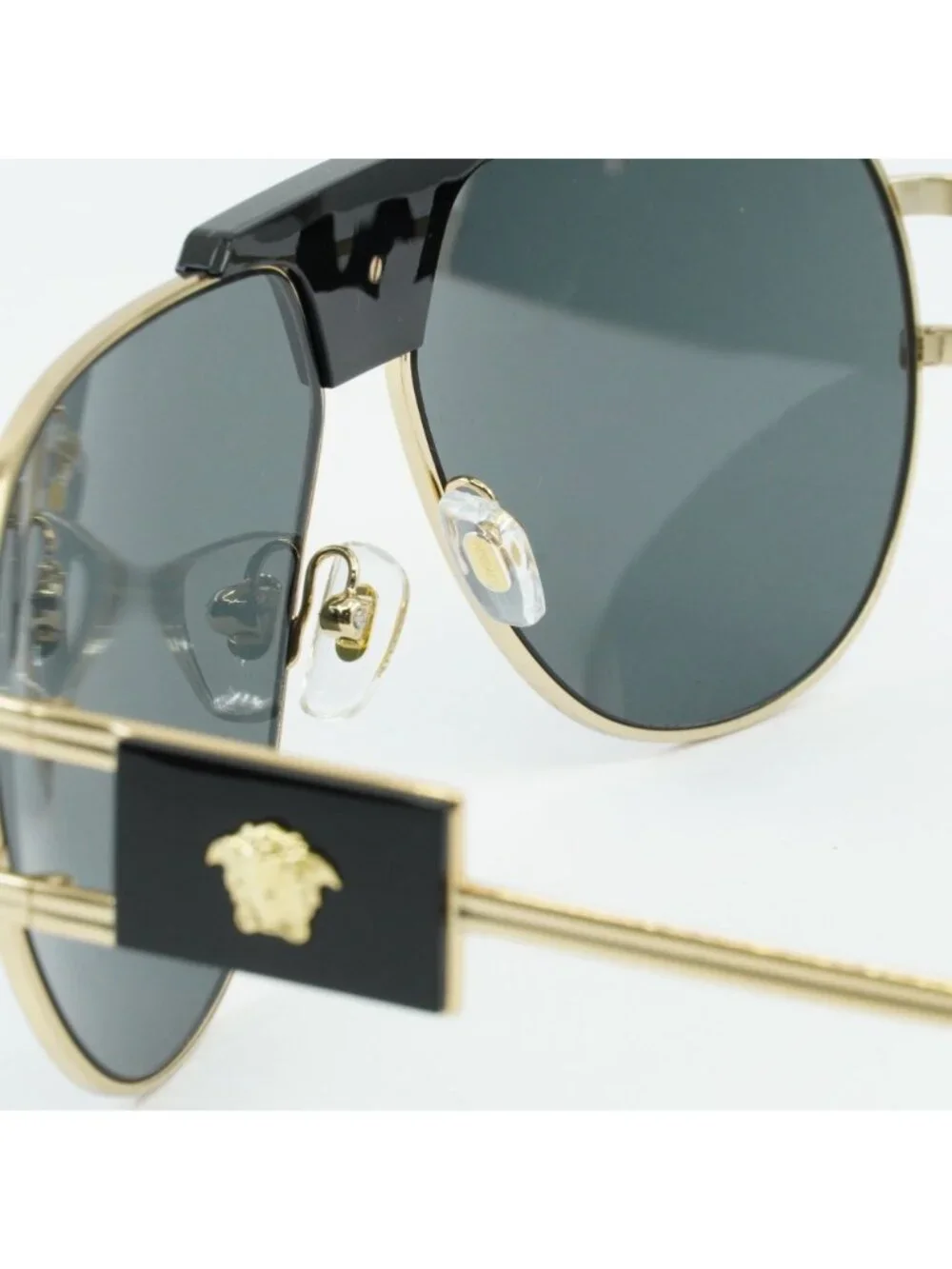 Versace VE2252 100287 Sunglasses Gold Aviator Frame, Dark Grey Lenses